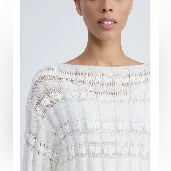 NWT Lafayette 148 Rib Bateau Neck Sweater Cloud Knit Silk Wool Cotton Sweater - Picture 4 of 13